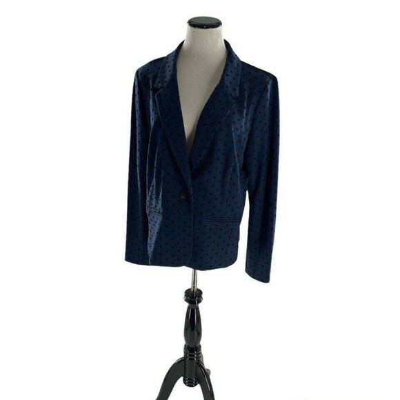 Kensie Women's One Button Front Navy Blue Polka Dot Blazer Suit Jacket Size XL - Picture 7 of 7